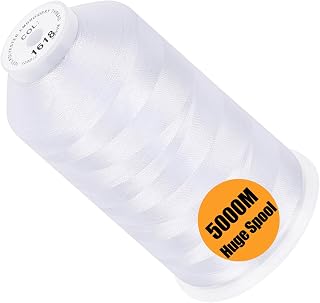 New brothread 5000M Huge Spool Embroidery Machine Thread - Snow White | Single Spool, 40WT, Polyester, 5000M/5500YD for Commercial Machines, Use a Thread Stand to Work with Home Embroidery Machine