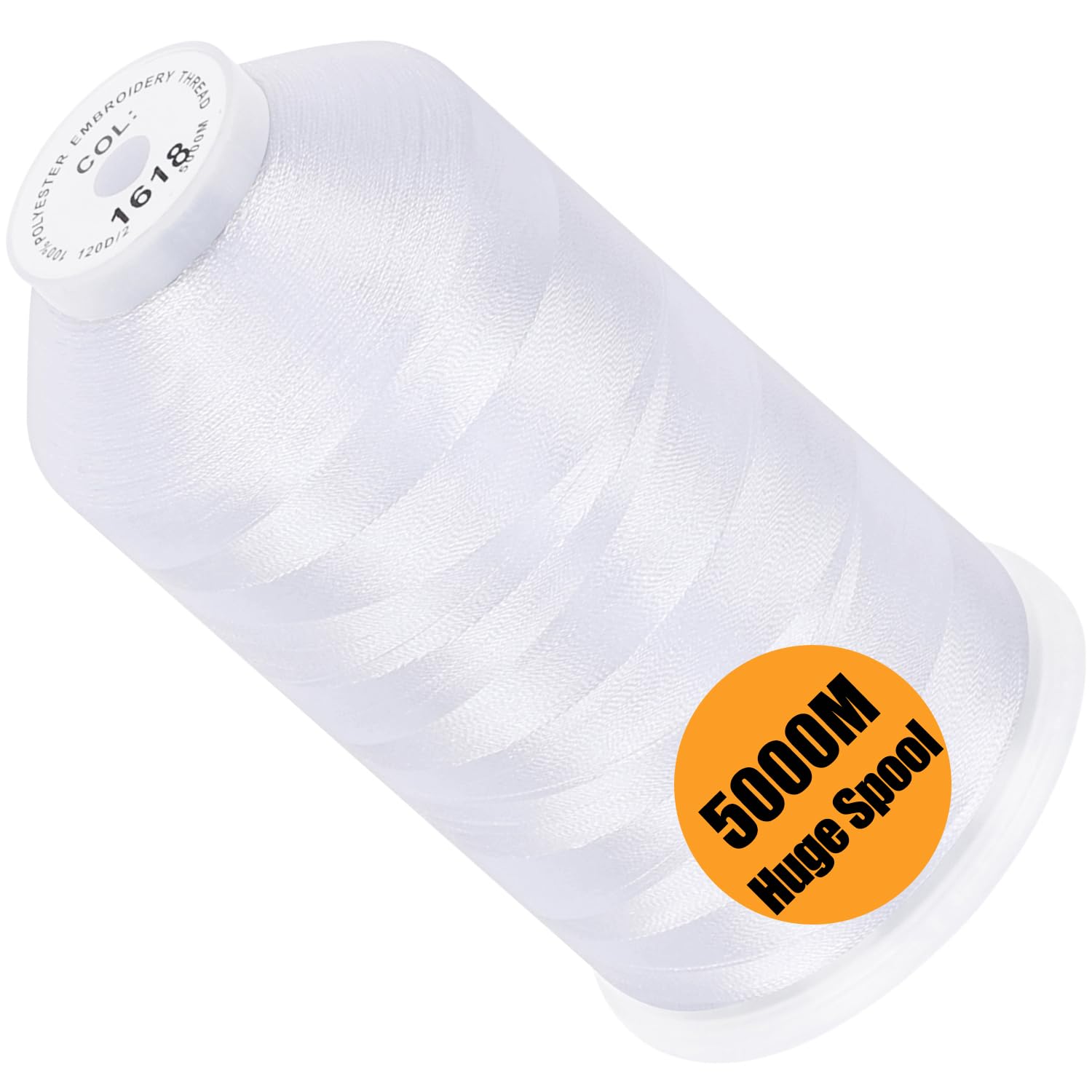 New brothread 5000M Huge Spool Embroidery Machine Thread - Snow White | Single S