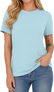 AIYINO Womens Plain T Shirts Everyday Basic Tee Casual Spring Summer Tops