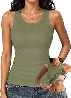 Danysu Racerback Tank Top Women's Ribbed Vest Shirt Summer Basic Shirt
