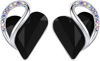 Leafael Infinity Love Heart Stud Earrings for Women, Birthstone and Healing Stone, Gifts for Mom, Wife, and Her, Silver Plated