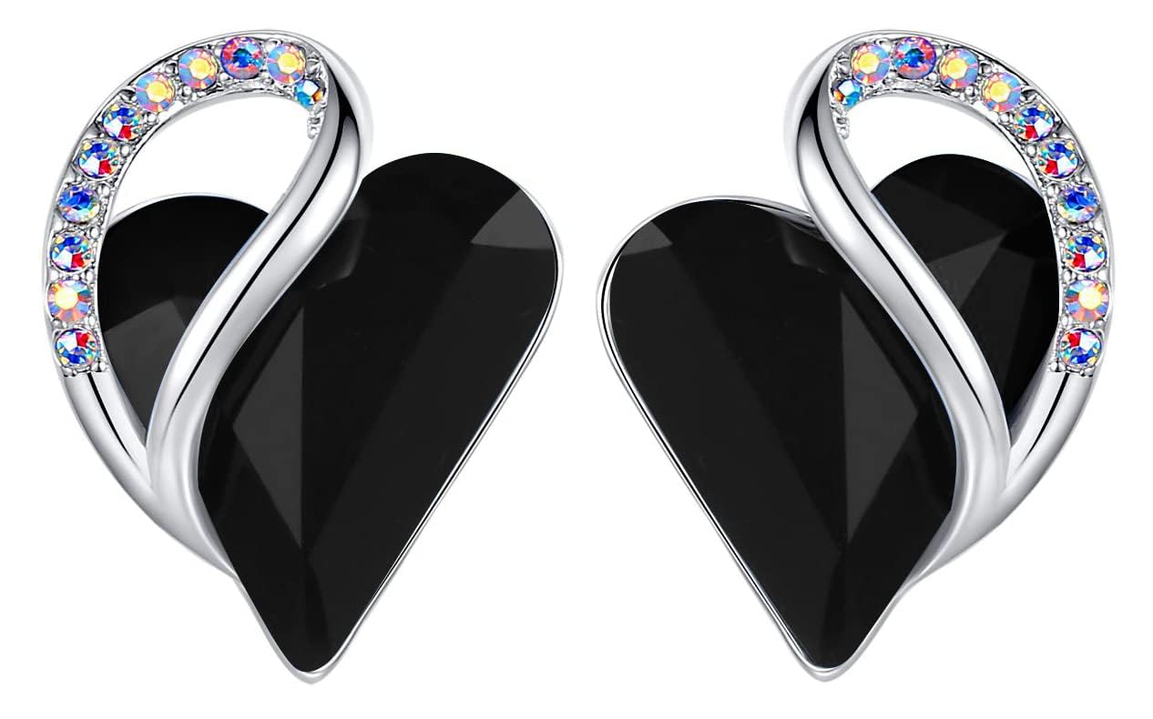 Leafael Infinity Love Heart Stud Earrings for Women, Birthstone and Healing Ston