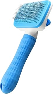 Self Cleaning Slicker Brush, Dog Cat Bunny Pet Grooming Removal Tool - Loose Undercoat, Pet Massage Tool Suitable for Long Hair or Short Hair Pets, Grey(Deep Blue)