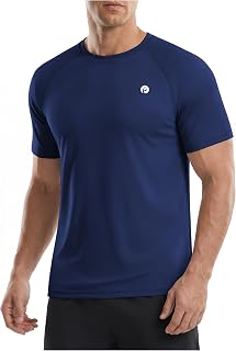 PINSPARK Workout Shirts for Men Short Sleeve UPF 50+ Quick Dry Gym T-Shirt