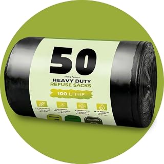Black Bin Bags, 50 Pack, 100L, 33 Microns