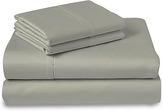 Pizuna 100% Cotton Sheets Set King 400 Thread Count Silver