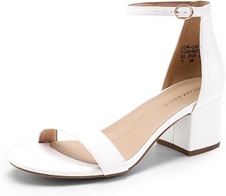 DREAM PAIRS Womens Bridal Sandals Glitter Ladies Mid Low Block Heels Ankle Strap Strappy Wedding Party Evening Prom Open Toe Shoes LOW-CHUNK