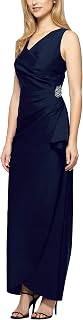 Alex Evenings Slimming Long Side Ruched Mother of The Bride Dress W/Cascade Ruffle Skirt (Petite And Regular Sizes) Women's Special Occasion Dress