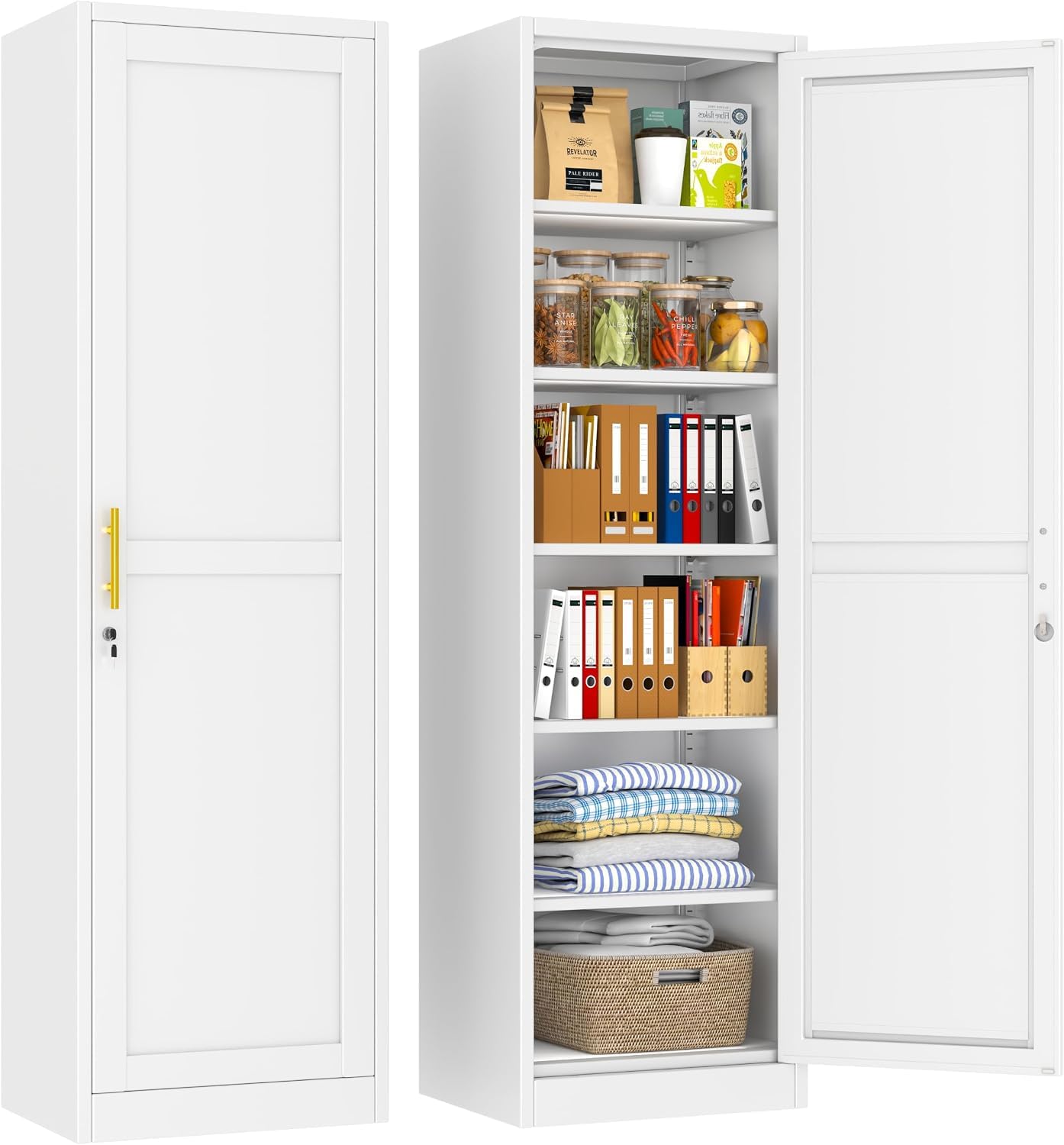 Tall Narrow Metal Storage Lockers Cabinet for Employees,67" Home Office File Sto