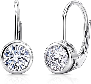 LeCalla 925 Sterling Silver Drop Earrings for Women | Leverback Dangle Earrings | Minimalist Hypoallergenic Earring Jewelry Gifts for Women Her Wife Mom Birthday Anniversary