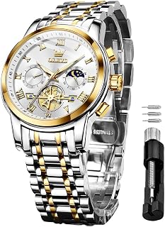 OLEVS Uomini Oro Argento Cronografo Orologio Quarzo Business Orologio Di Lusso in Acciaio Inox Stagnato Night Light Moon Phase