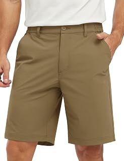 TBMPOY Men's Golf Shorts Lightweight 5 Pockets Casual Dress Stretch Elastic Waist Quick Dry Flat Front Travel Shorts