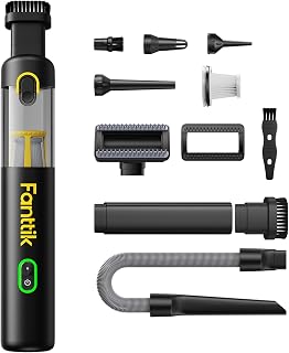 Fanttik Slim V8 APEX Cordless Car Vacuum & Air Duster, 4-in-1 Portable Mini Vacuum with 19000pa Suction Power for Pet Hair, Type-C Charge, One-Touch Empty for Car, Office Desk, Keyboards (Black)