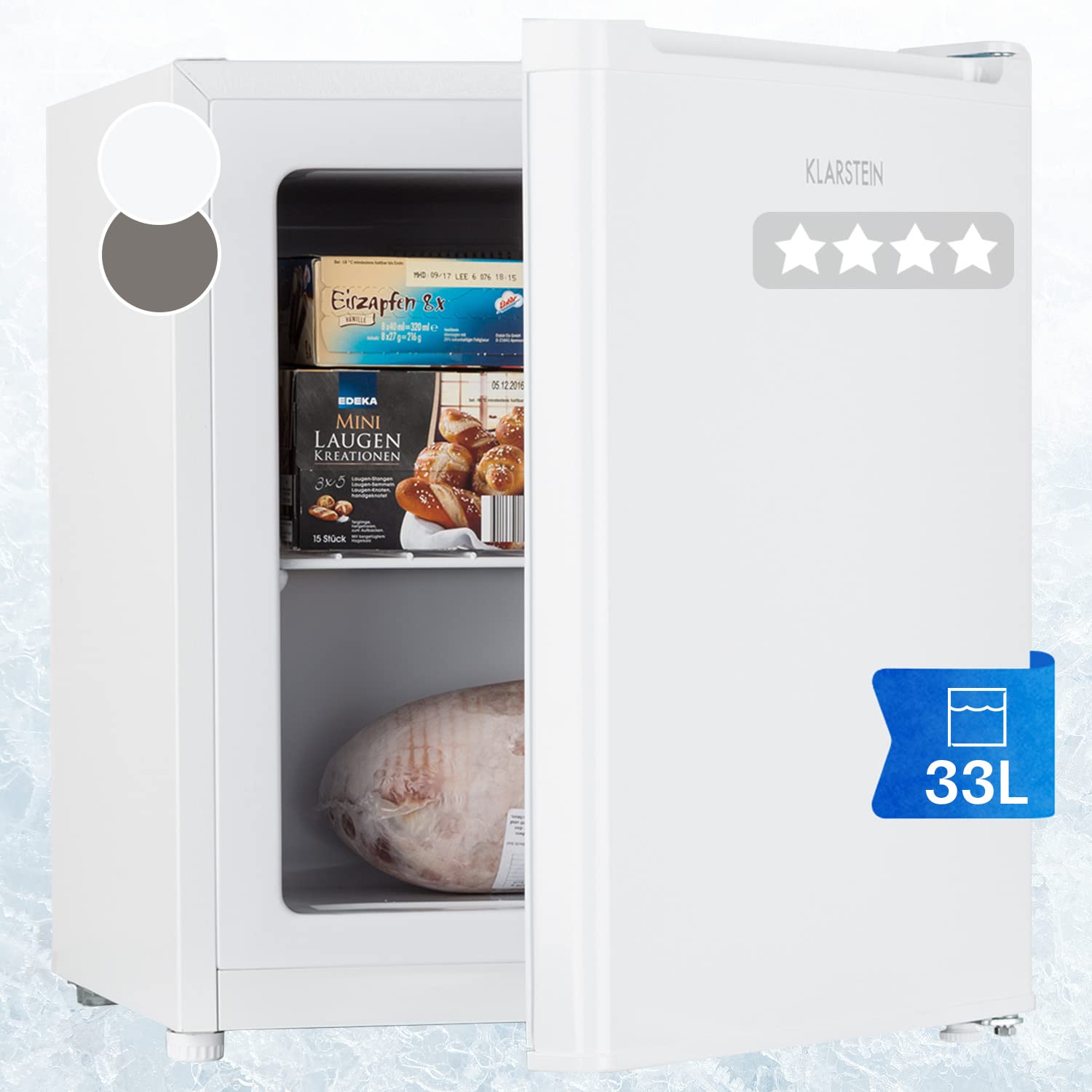 Klarstein Free Standing Freezer Fridge, Compact Mini Freezer for Bedrooms, Home 