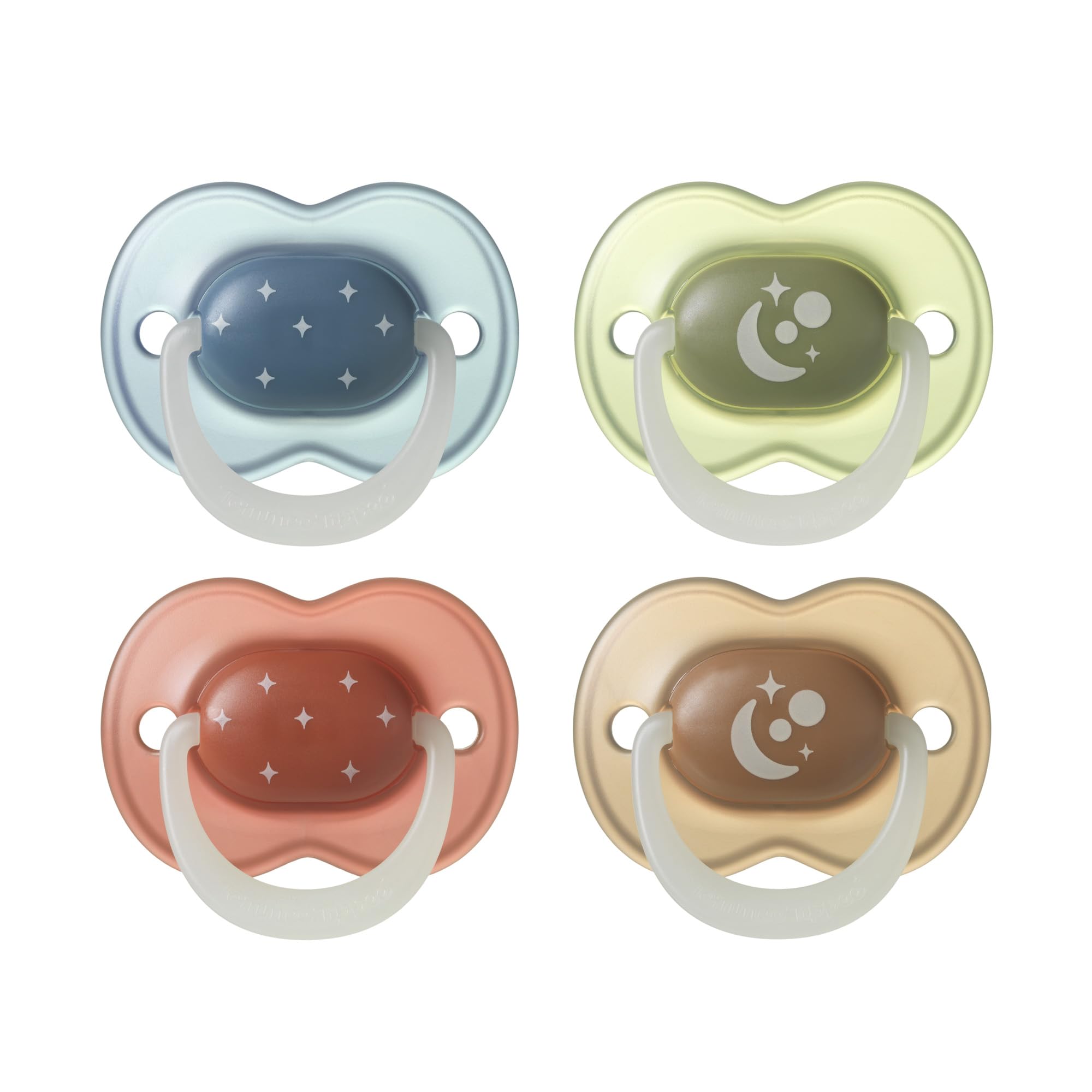 Tommee Tippee NightGlow Dummy Orthodontic 6-18m Pack of 4 | Twilight Tones, Vent