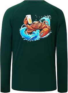 BASSDASH Men’s Fish Graphic UPF 50+ Long Sleeve Fishing Shirts Sun Protection Breathable Moisture Wicking T-Shirt