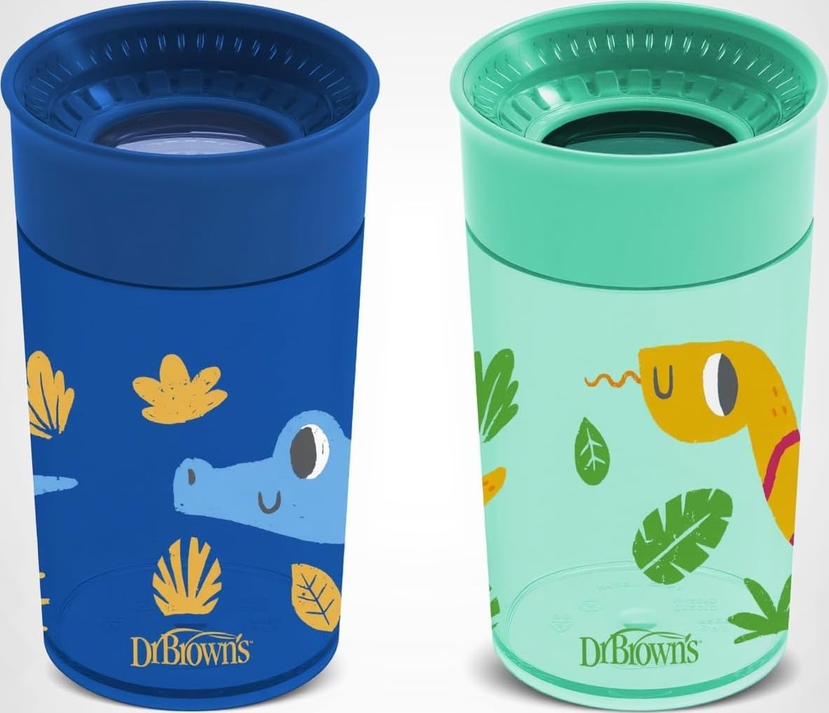 Dr. Brown's Milestones Cheers360 Spoutless Cup, Blue & Green, 2-Pack