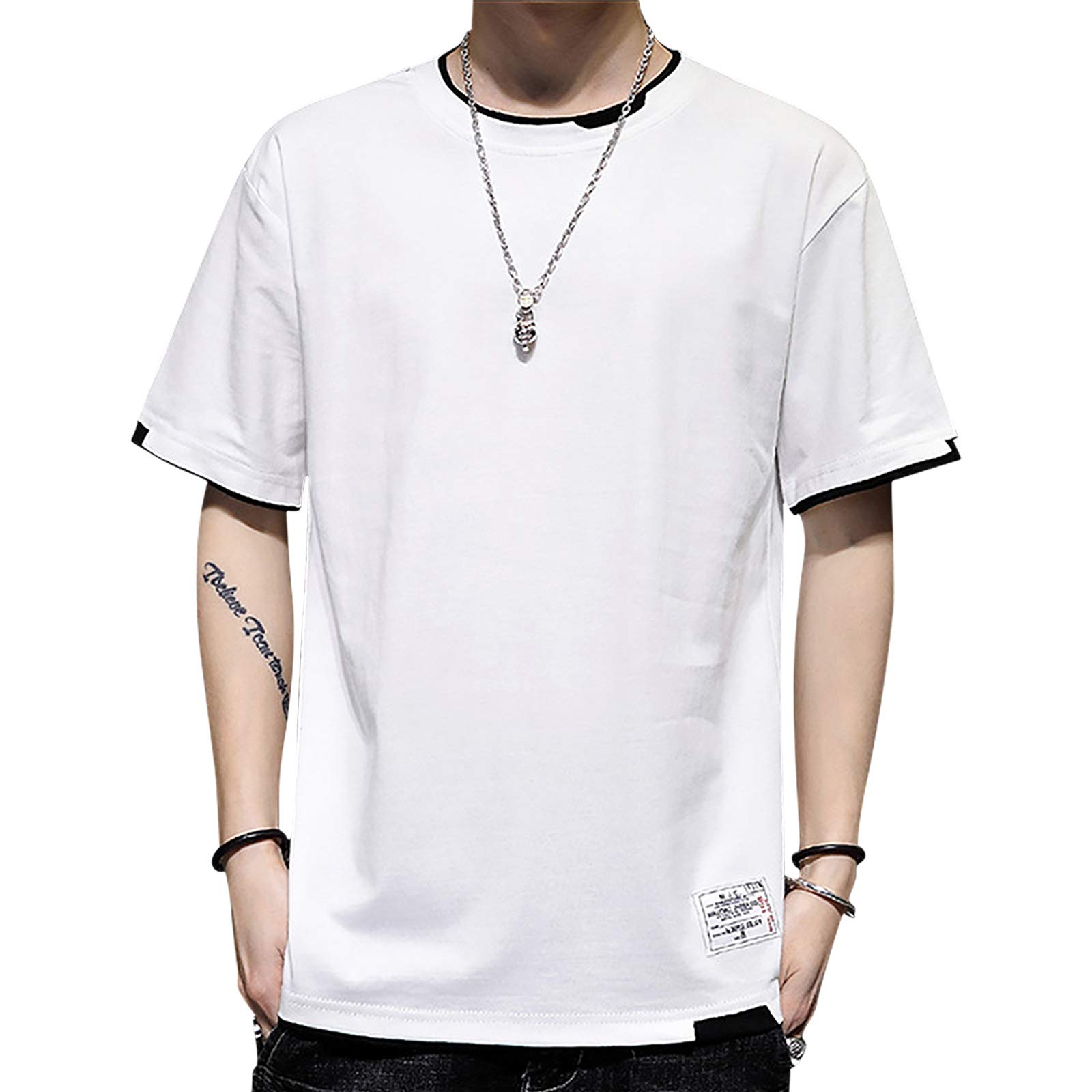 Men's T Shirt Contrast Colours Summer Sports Short Sleeves Casual Various Colour