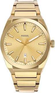 Fossil Everett Herrenuhr, Quarz-Dreizeiger-Datumswerk mit Edelstahl- oder Lederarmband