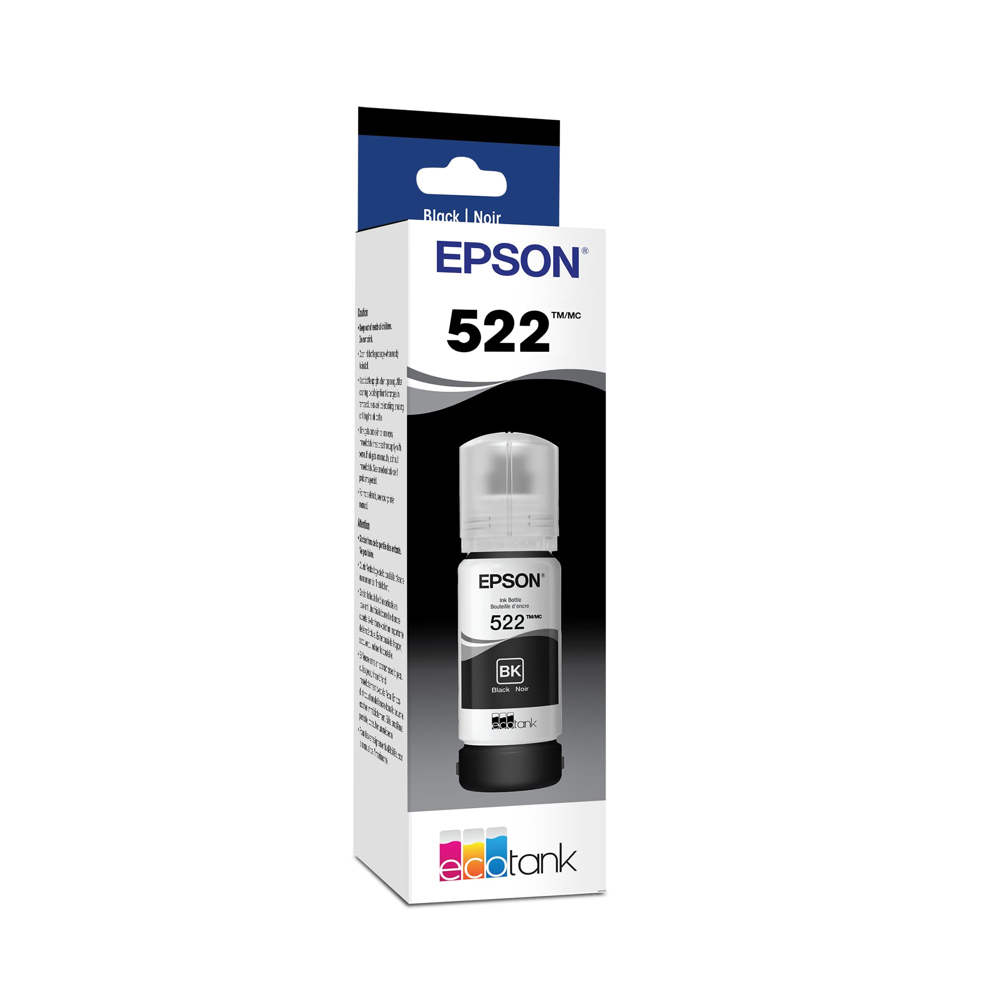 EPSON 522 EcoTank Ink Ultra-high Capacity Bottle Black (T522120-S) Works with ET