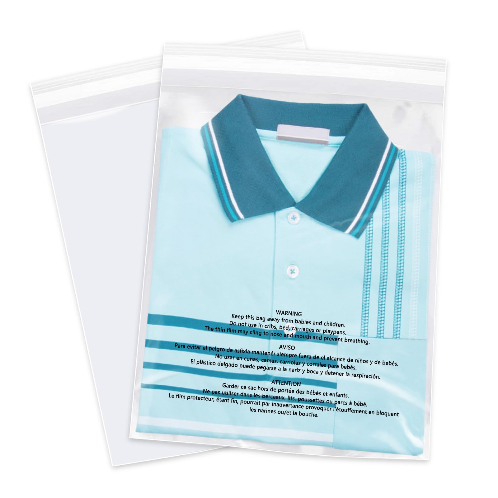 WEPOLY 9" x 12" (1000 Count) Clear Poly Bags with Suffocation Warning | Self Sea