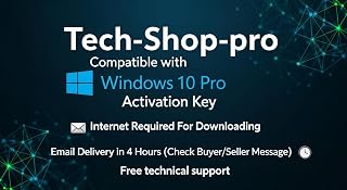 Tech-Shop-pro Compatible with Windows 10 Pro Activation Key [Internet Required For Downloading] Email Delivery in 4 Hours (Check Buyer/Seller Message) [software_key_card]
