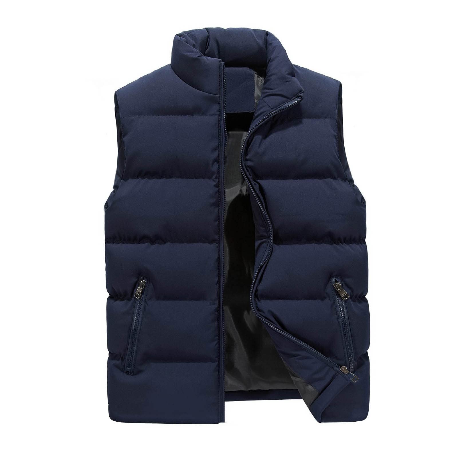 Generisch Men's Outdoor Warm Vest with Zip Pockets Down M-5XL