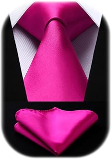 HISDERN Men's Tie Wedding Party Ties and Handkerchiefs Classic Tie Set Pocket Square Solid Color