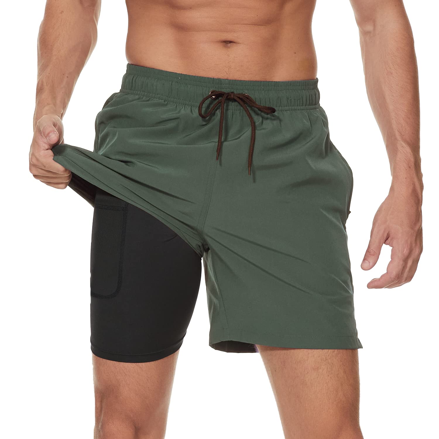 Arcweg Men's Swim Trunks Mens Swimming Shorts with Compression Liner Quick Dry S