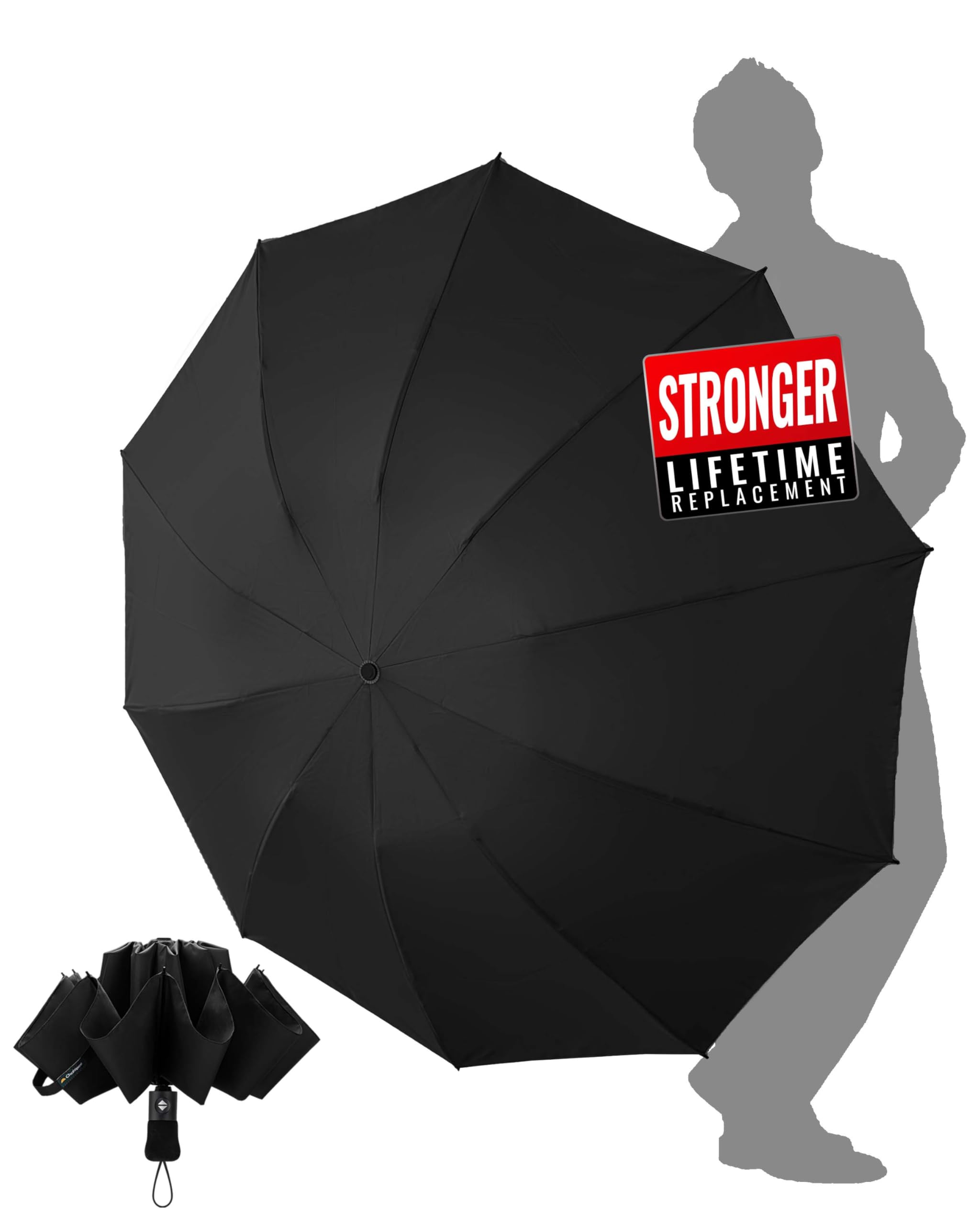 Chakipee Windproof Folding Umbrella Men - Automatic Portable Compact Travel Umbr