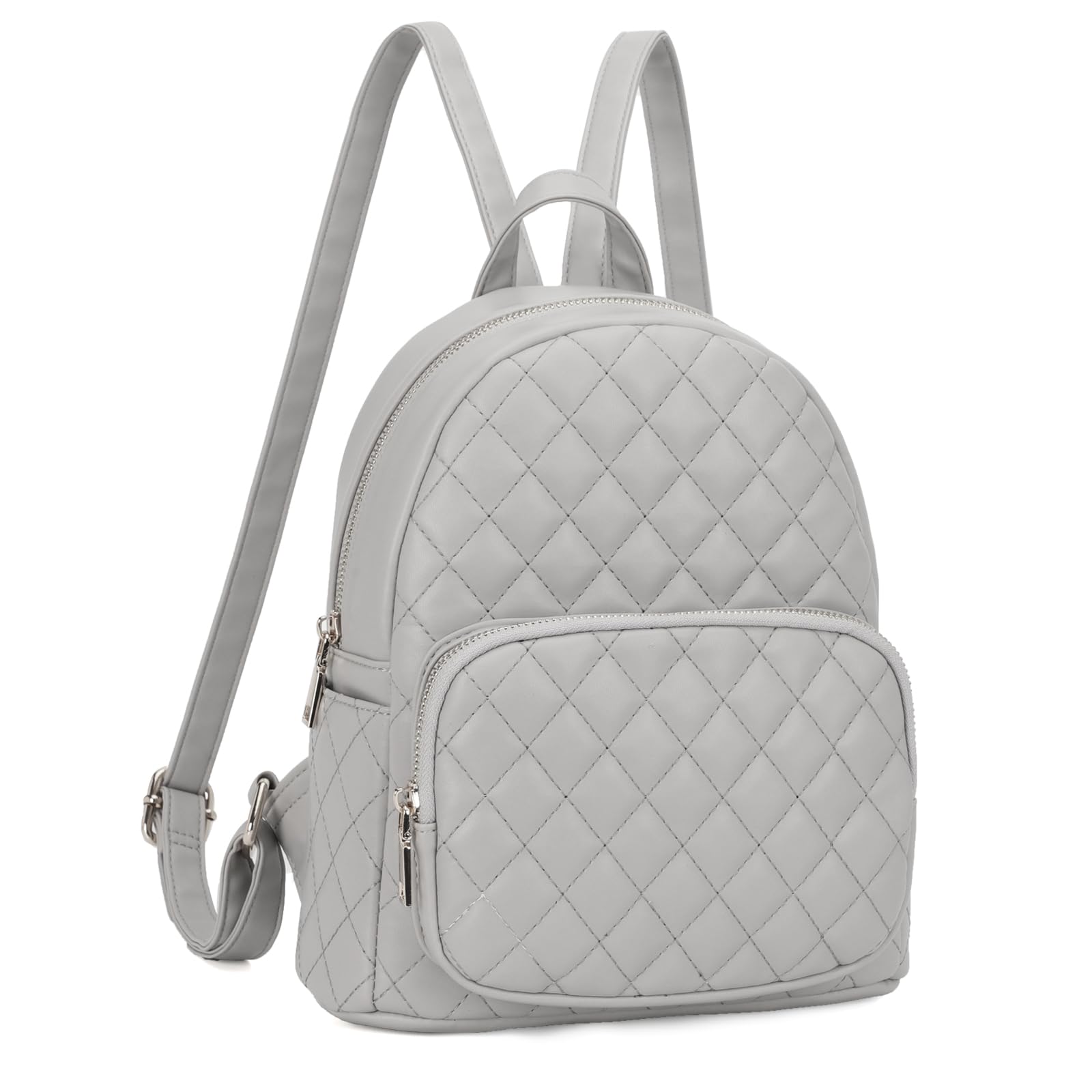 Quilted Small Backpack for Women PU Leather Casual Handbag Daypack Purse
