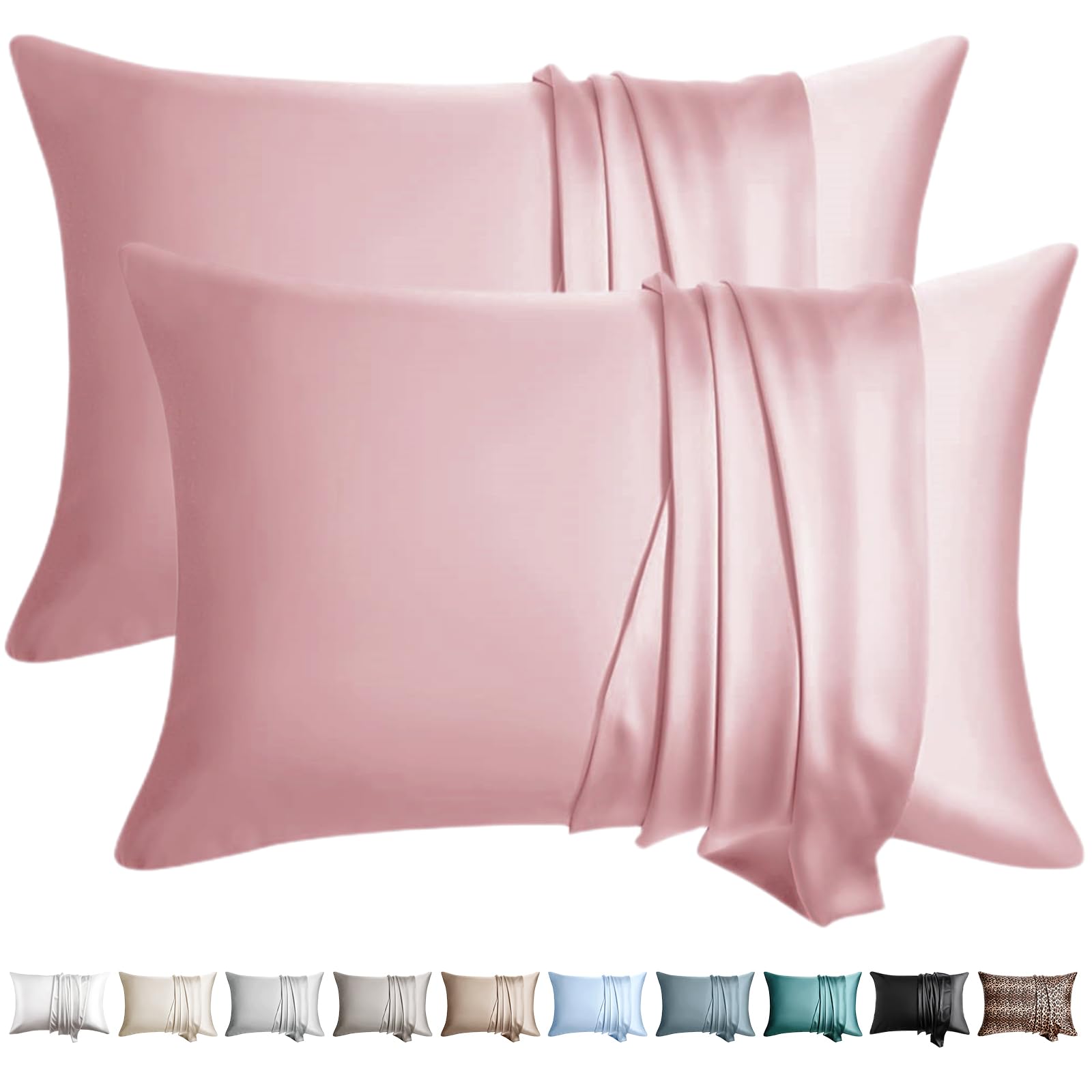 Silk Pillow Cases 2 Pack Standard Size Mulberry Silk Pillowcase for Hair and Ski