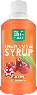 Snow Cone Syrup Cherry Flavor 237ml, MADE IN CANADA| Premium Quality Flavoring | Ideal for Snow Cones, Shaved Ice, and Beverages | Fun and Delicious for All Ages | By Elo's Premium