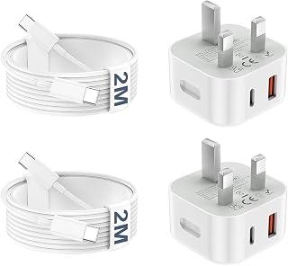 USB C Charger for iPhone 18 Pro Max 17 16 15 Fast Charger USBC Plug & Cable | 20W Type C Charger Cable Fast Charging 2M UK Wall Super Phone Adapter for iPhone Duo 18 Pro Max/17/16/15/Air/Samsung/Android