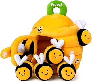 JoyCat Baby Toys 6-12 Months, Beehive Toy with 5 Sensory Bees, Baby Gift | Little hands can grab, shake, hide, and place soft bees back in the hive for rattle, crinkle, and mirror play