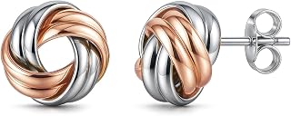 Charmsy 925 Sterling Silver Love-Knot Earring Stud Jewelry Italian Design Lightweight Twisted Love Knot Stud Earrings for Women | Celtic Knot Stud Earrings