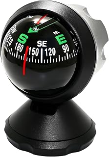 Xuphuyb Boat Compass Dash Mount Flush, Automotive Compass, Navigation Hiking Direction Pointing Guide Ball, Auto Accessories Adjustible and Night Vision Car Compass Dashboard for Find Direction