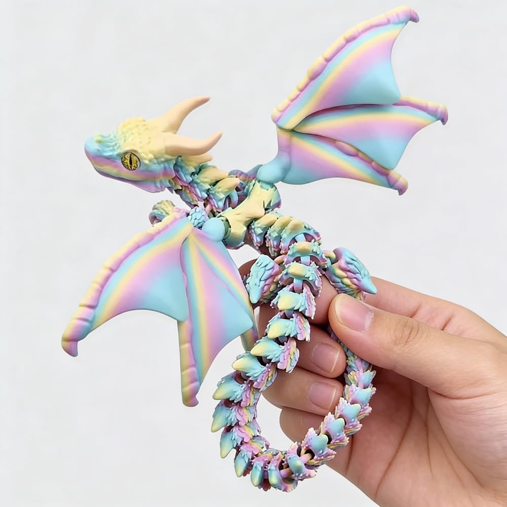 30cm 3D Dragon Figurine Candy Color Printed with Wings Collectible Figure for Ho