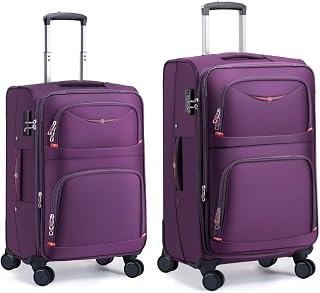 ROPLUS 086U Softside Expandable Luggage, Purple, 2-Piece Set (21/25), 4 Wheel Upright Rollaboard Suitcase