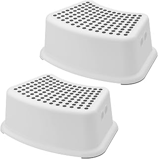 Sterun 2 Pack Plastic Child Foot Step Stools, Anti-Slip Cover on Top For Children, Practical Non-Slip Toilet Step, Great for Toddlers (Grey)