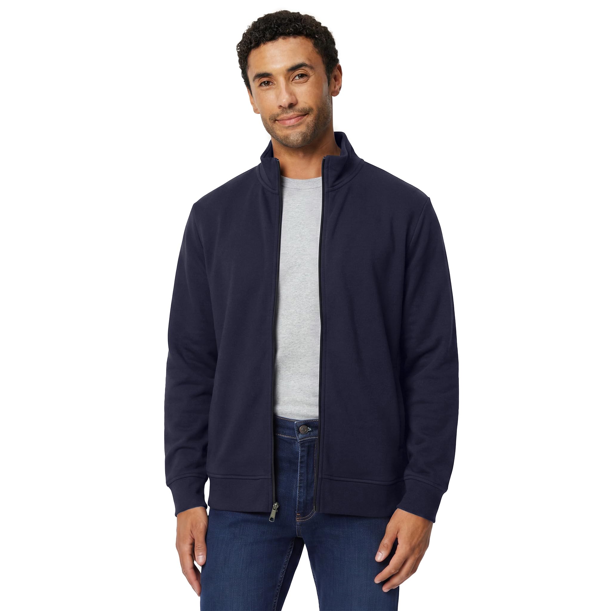 Amazon Essentials Men's Lightweight Cotton Blend Full-Zip Mock Neck Sweatshirt
