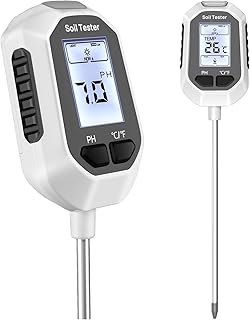 4-in-1 Soil Moisture Meter Digital Plant Temperature/Soil Moisture/PH Meter/Sunlight Intensity Backlight LCD Display Soil Test Meter for Gardening, Farming and Outdoor Plants