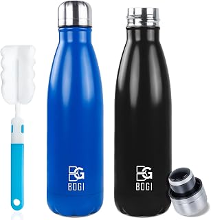 BOGI 500ml Double Wall Insulated Stainless Steel Water Bottle, Keeps Your Drink Hot & Cold Perfect for Camping Outdoor Sports Hiking Cycling