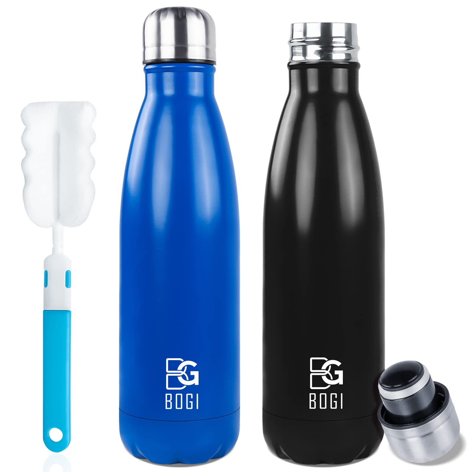 BOGI 500ml Double Wall Insulated Stainless Steel Water Bottle, Keeps Your Drink 