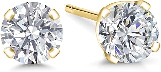 Gem Stone King 14K Gold Lab Diamond Stud Earrings