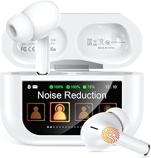 Wireless Earbuds, Smart Touchscreen Ear Buds, Noise Cancelling Headphones | Hi-Fi Stereo Sound, ENC Clear Calls, 48H Playtime, Bluetooth 5.4, 5 EQ Modes, Lightweight Earphones for iPhone/Android, Work