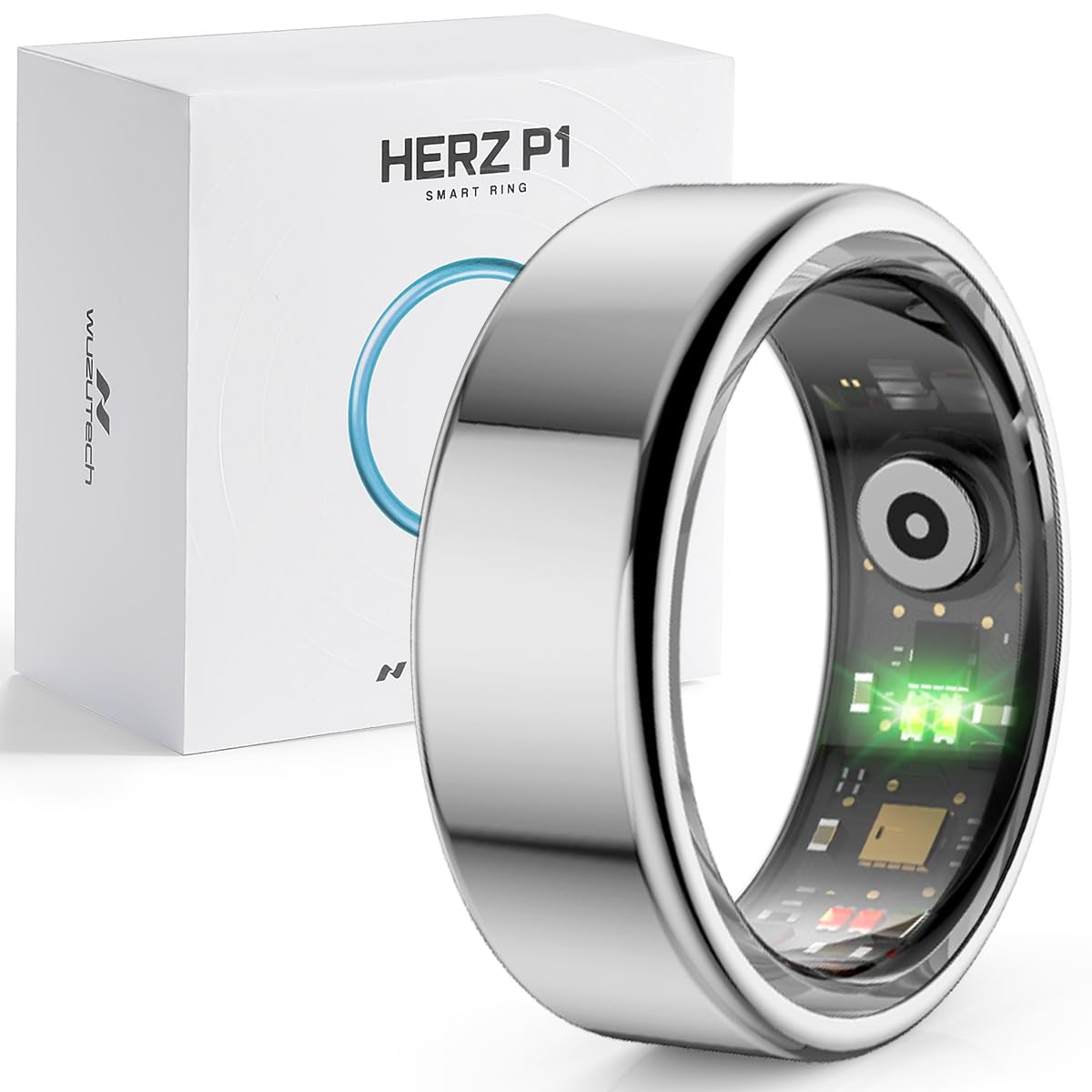 Herz P1 Smart Ring for Women & Men - (Size 9) 24/7 Health Metrics Fitness Ring, 