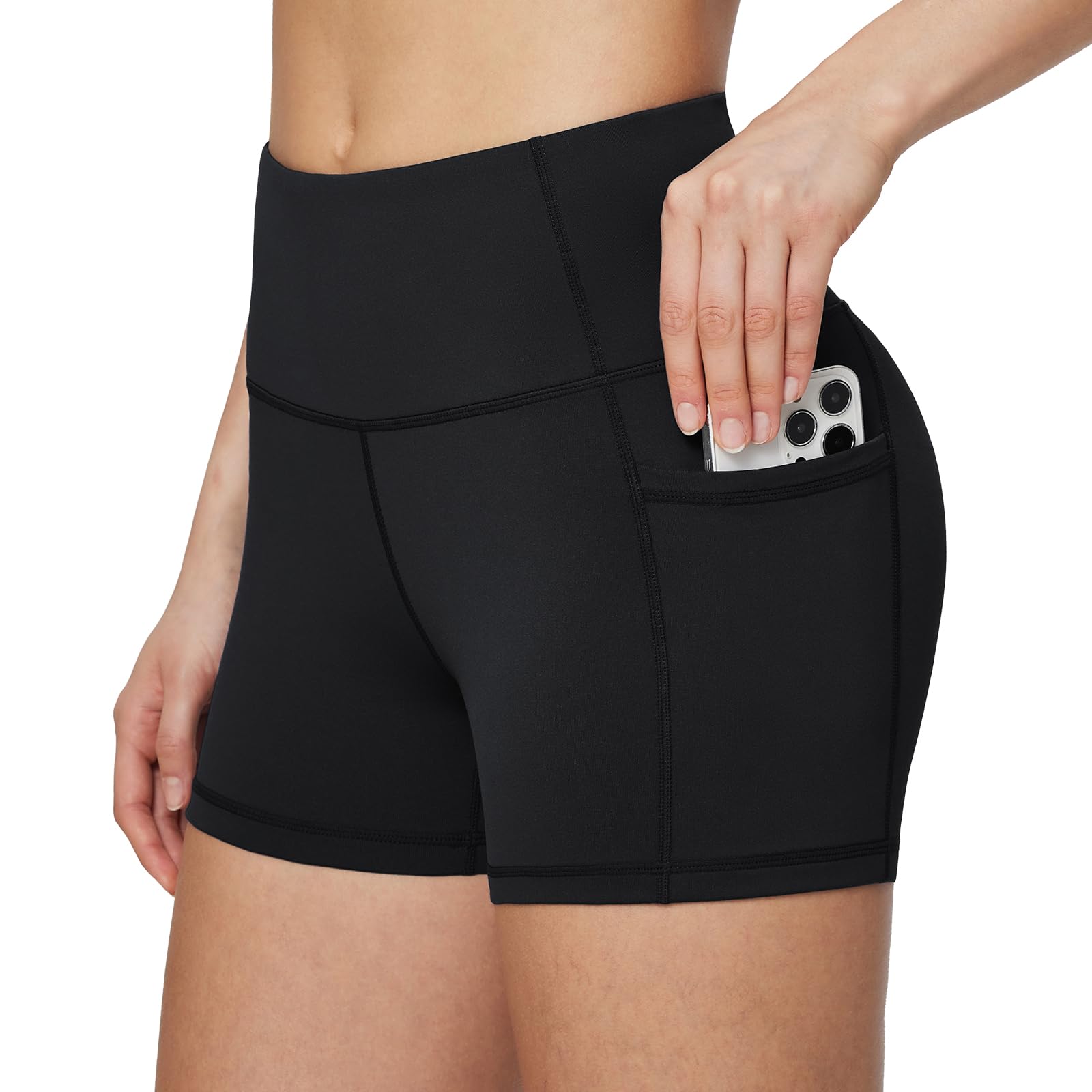 BALEAF Women's Cycling Shorts Summer Shorts Yoga Running Shorts with Mobile Pock