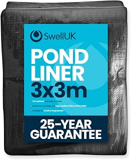 Swell 3m x 3m Pond Liner, HDPE, UV Resistant 25 Year Guarantee | 0.35mm HDPE, UV resistant, 25-year UV guarantee, flexible easy-fit installation, designed to be laid over suitable underlay