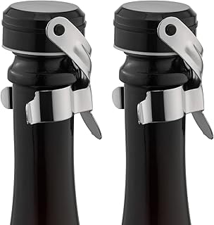 WOTOR Champagne & Wine Bottle Stoppers, Champagne Cork, 2 Pack, Silver | Food Grade Silicone, Leak Proof Keep Fresh, Suitable for Wine, Champagne, Cava, Prosecco and Sparkling